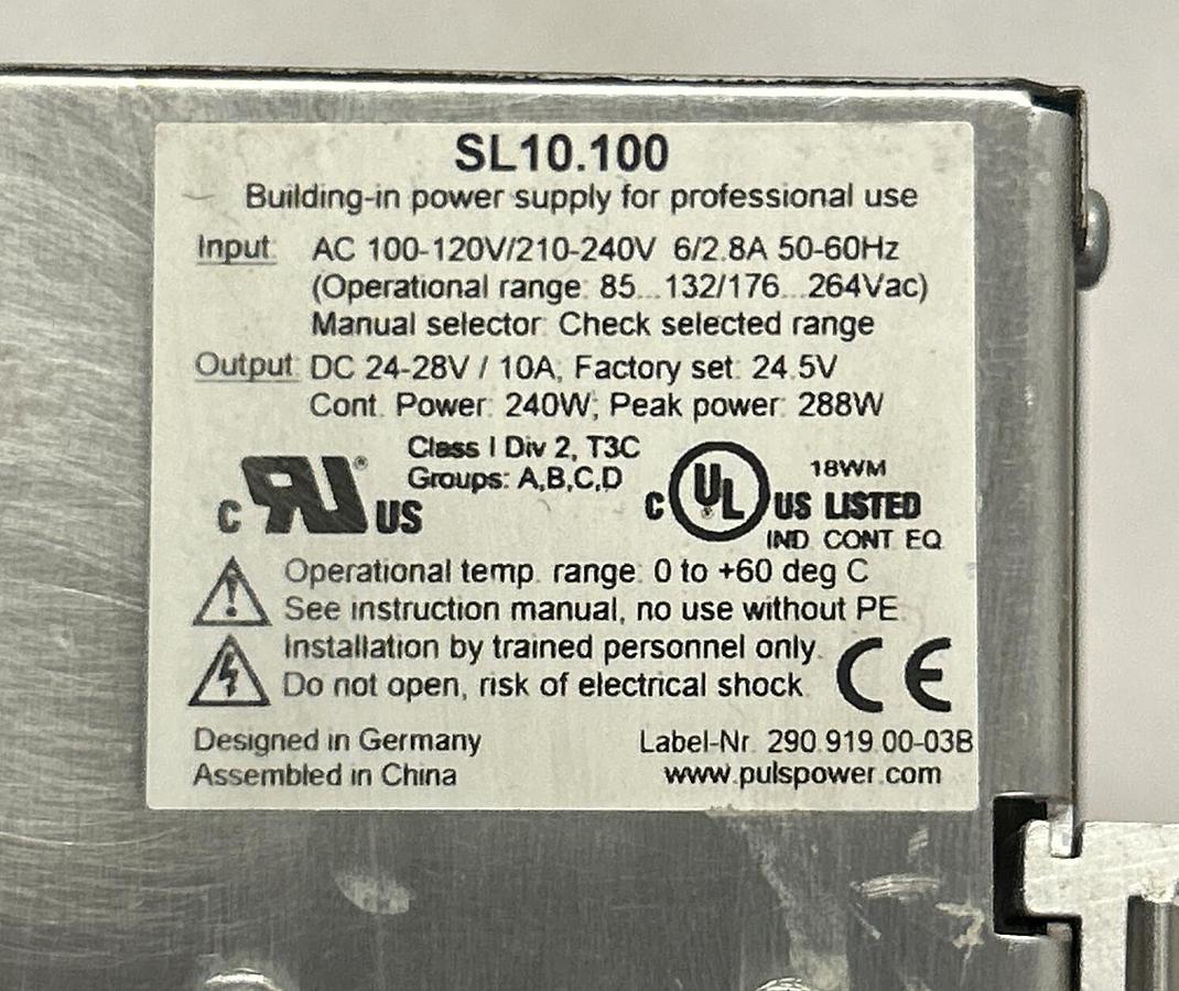 Used PULS,SL10.100,POWER SUPPLY 10A