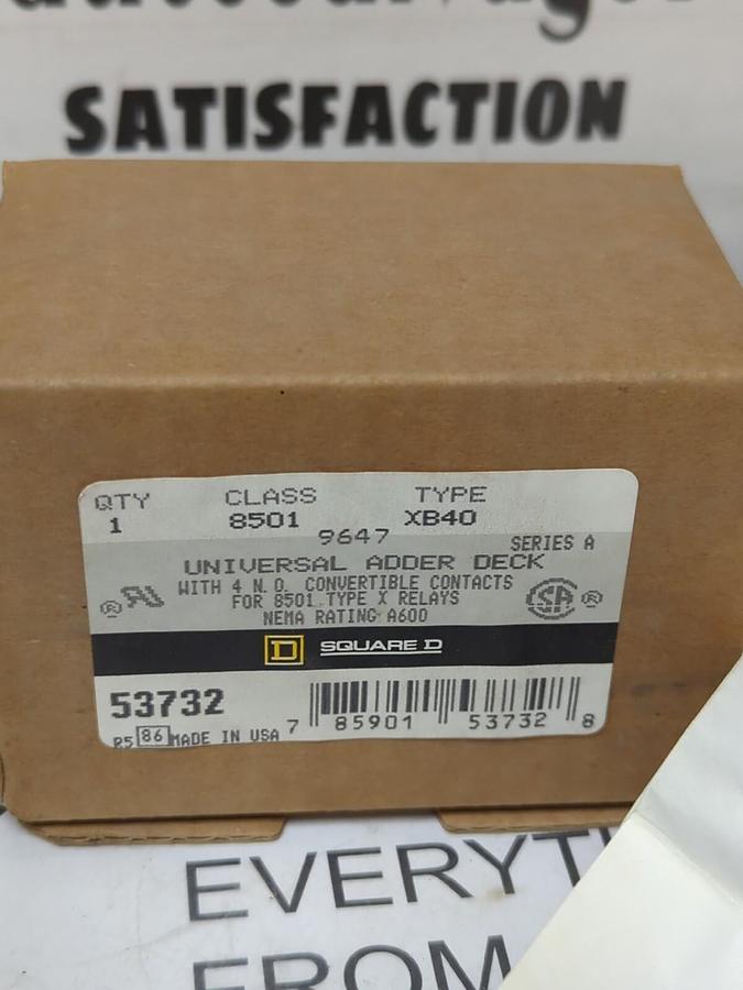 SQUARE D,53732,TYPE XB40 UNIVERSAL ADDER DECK CLASS 8501 SERIES A NOS