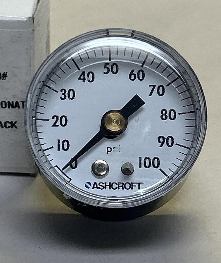 ASHCROFT,15W1005H01B100,PRESSURE GAUGE 1-1/2 INCH 0-100PSI NOS
