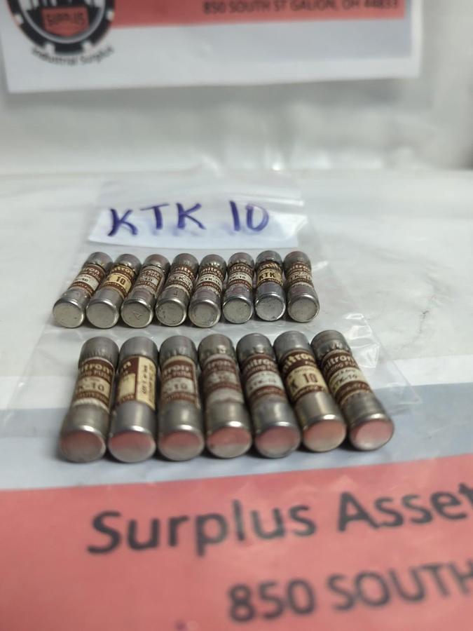 Used COOPER BUSSMANN,KTK-10,LIMITRON 10 AMP FUSE LOT OF 15 PRE-OWNED