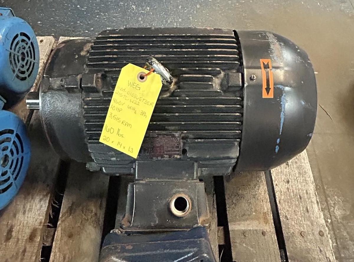 Used WEG,01036ET3ER215TC-W22,SEVERE DUTY MOTOR 10HP 230/460V 3515RPM 3PH 215TC FRAME