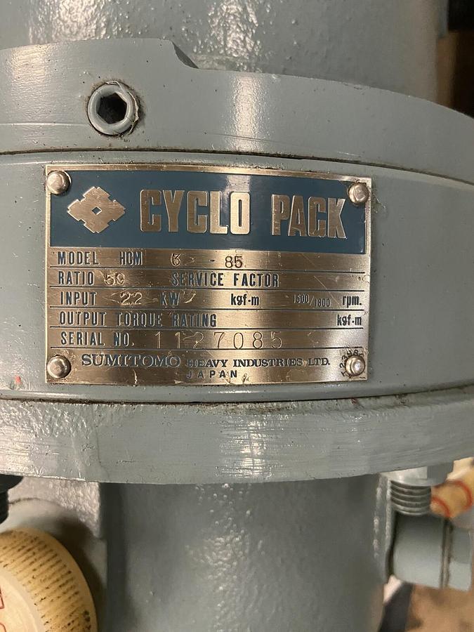 Used Sumitomo Cyclo Pack,HCM 3-85,GearDrive Ratio 59 Input 22KW 1500/1800RPM