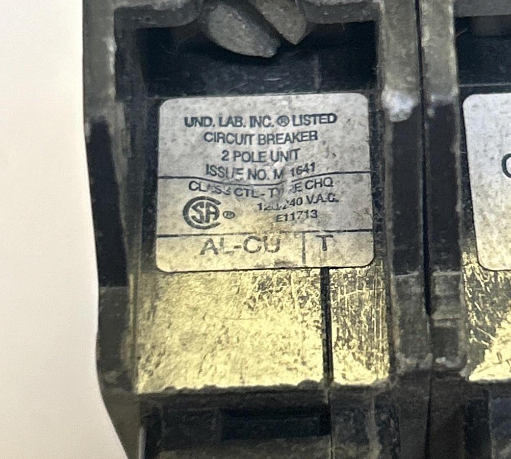 Used CUTLER-HAMMER,CHQ240,CIRCUIT BREAKER 40A 120/240V 2P