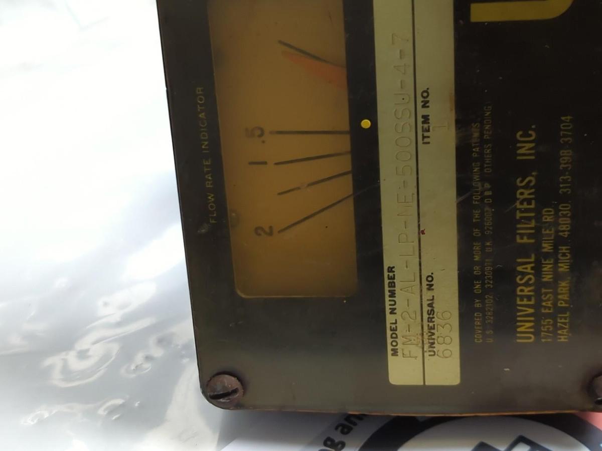 Used UNIVERSAL FILTERS,FM-2-AL-LP-ME-500SSU-4-7,FLOW RATE INDICATOR PRE-OWNED