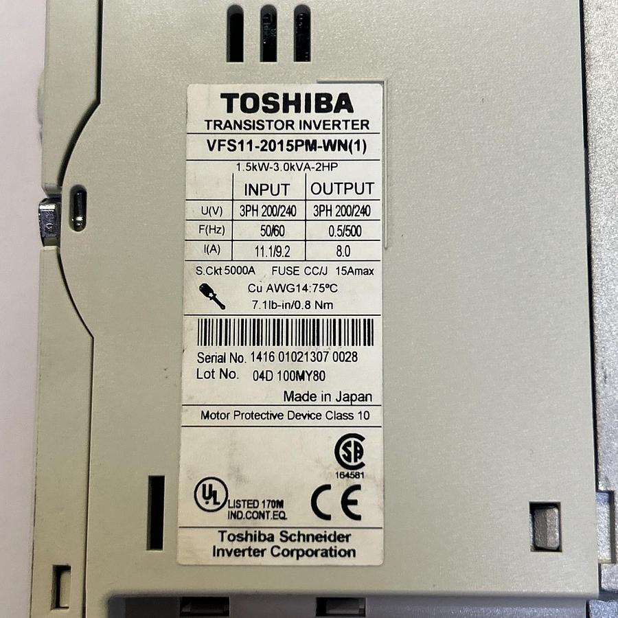 Used TOSHIBA,VFS11-2015PM-WN,TRANSISTOR INVERTER