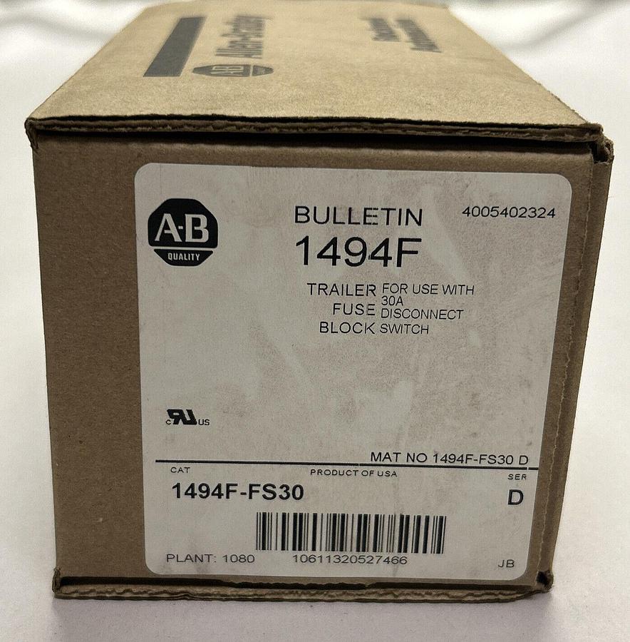 Used ALLEN BRADLEY,1494F-FS30,SER D TRAILER FUSE BLOCK KIT NEW