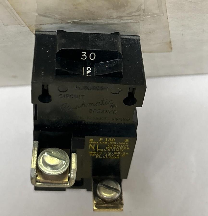 Used GOULD ITE,P130,PUSHMATIC CIRCUIT BREAKER 30A 120/240V 1P LOT OF 12
