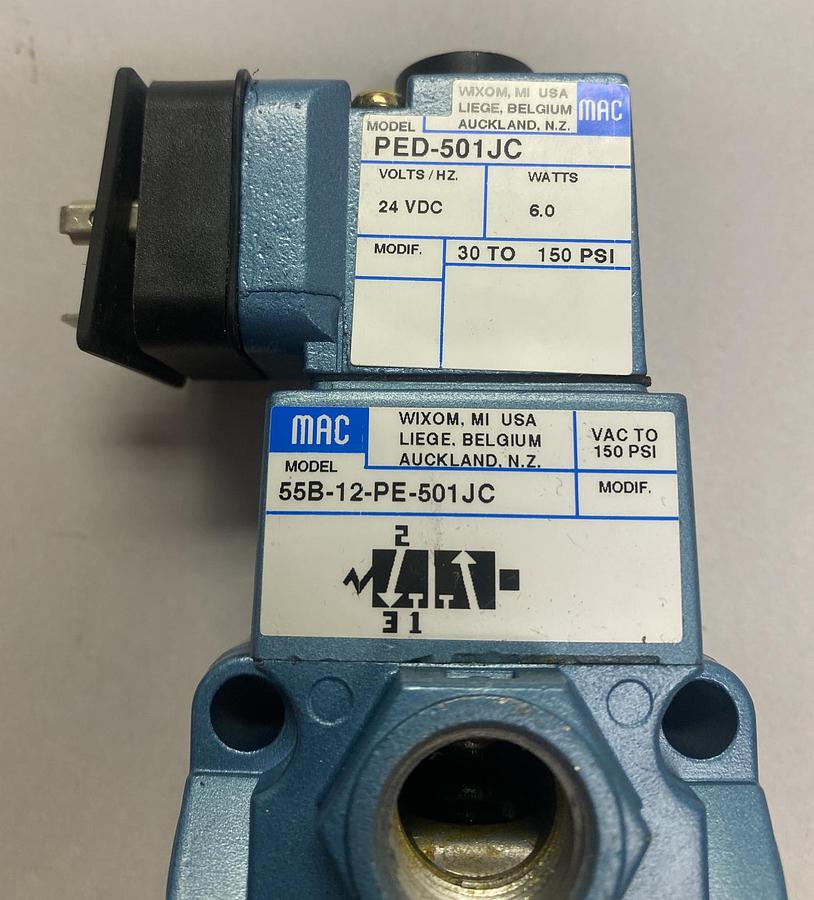 Used MAC VALVES,55B-12-PE-501-JC,SOLENOID VALVE