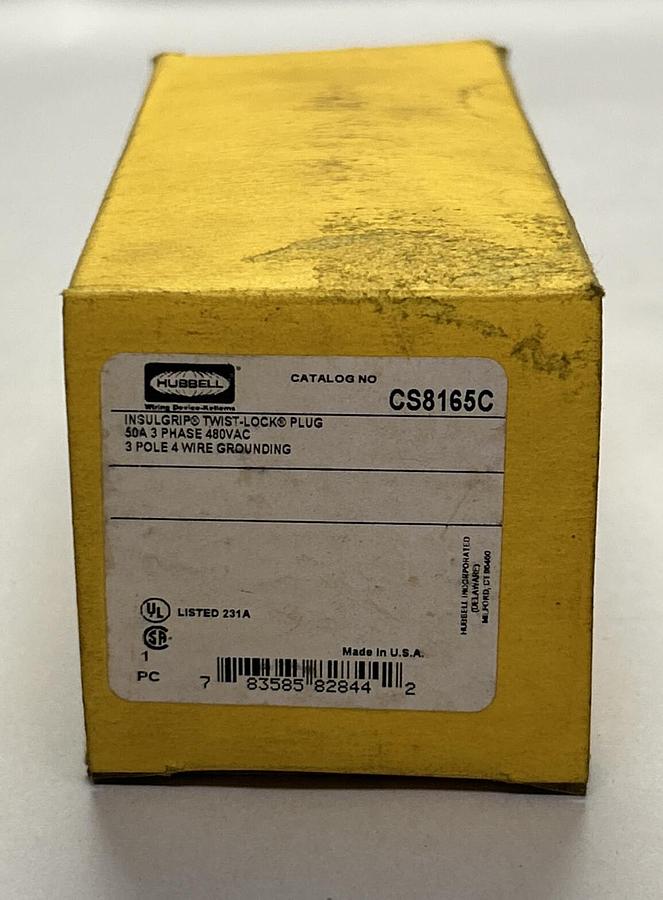 Used HUBBELL,CS8165C,INSULGRIP TWIST-LOCK PLUG 3P 4 WIRE NEW