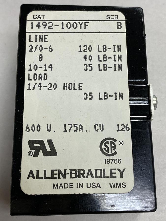 Used Allen-Bradley,1492-100YF,Power Terminal Block New In Box