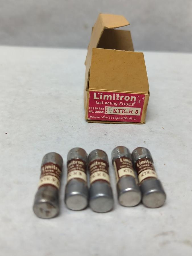 COOPER BUSSMANN,KTK-R8,LIMITRON 8 AMP FUSES BOX OF 5 NOS