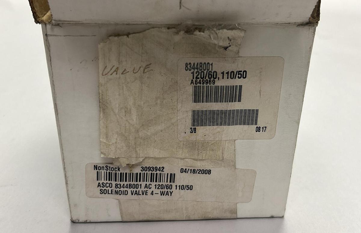 Used ASCO,8344B001,VALVE 120/60-110/50V NEW