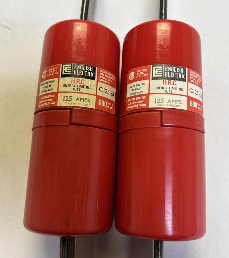 ENGLISH ELECTRIC,C125HR,FUSE 125A 600V LOT OF 2 NOS
