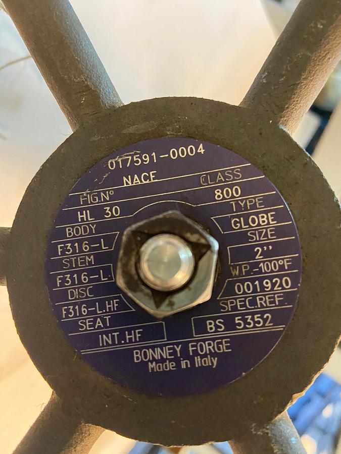 Bonney Forge,HL-30,2 INCH Gate Valve Class 800  Body F316-L
