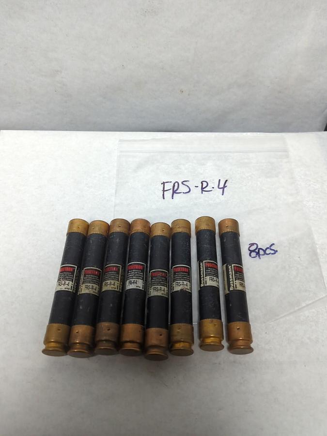 Used COOPER BUSSMANN,FRS-R-4,FUSETRON 4 AMP FUSE LOT OF 8 PRE-OWNED