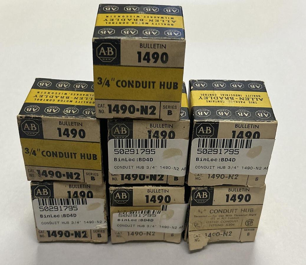 ALLEN BRADLEY,1490-N2,SER B CONDUIT HUB LOT OF 7 NEW