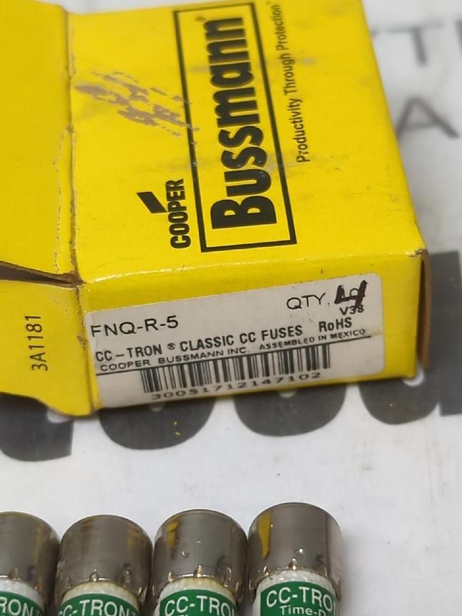 COOPER BUSSMANN,FNQ-R-5 CC-TRON, FUSES BOX 0F 4 NOS