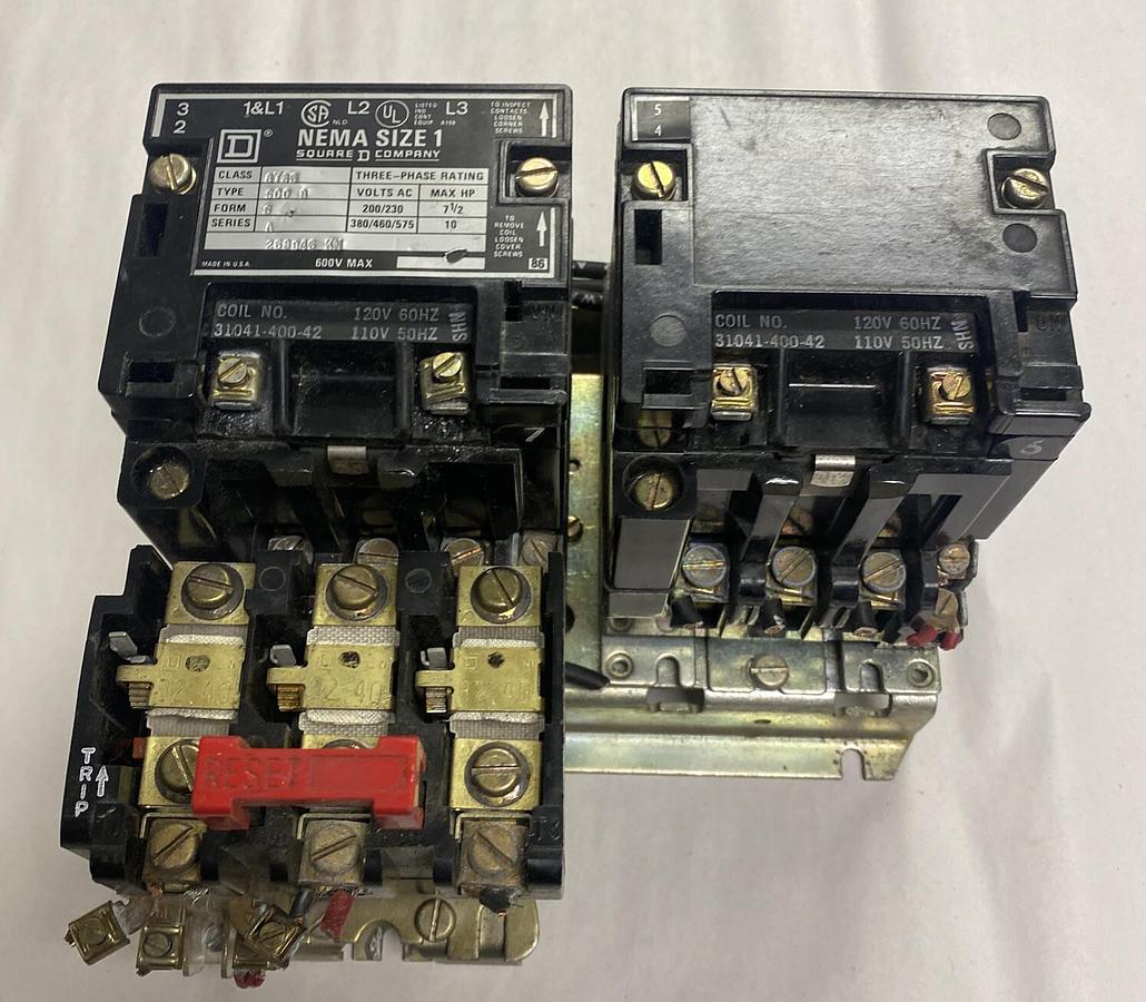 Used Square D,8736 SC0 8,Reversing Motor Starter Size 1 120V Coil