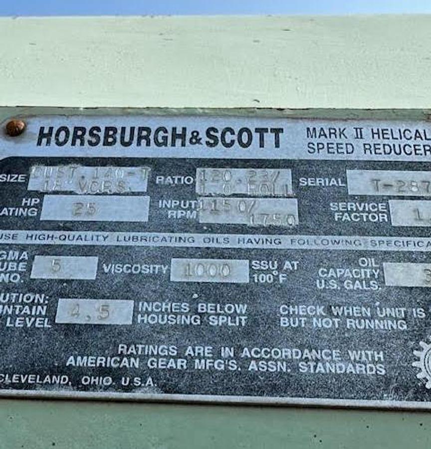 Used Horsburgh & Scott,Mark II Helical Speed Reducer 120.23 Ratio 25HP