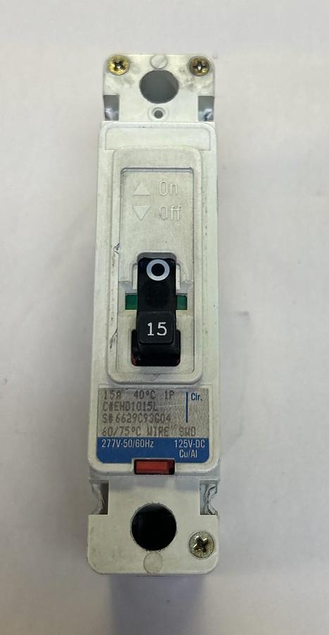 Used CUTLER-HAMMER,EHD1015L,CIRCUIT BREAKER 15A 277V 1P