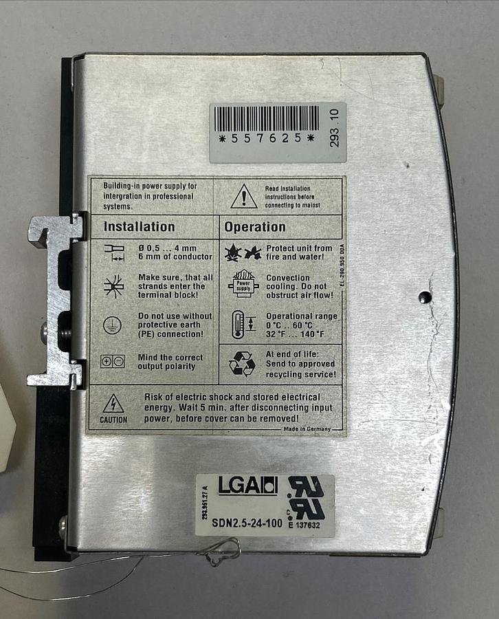 Used EMERSON SOLA,SDN2.5-24-100,POWER SUPPLY 24VDC 2.5A