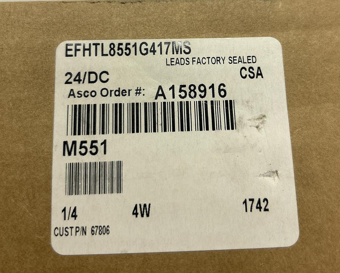 Used ASCO,EFHTL8551G417MS,SOLENOID VALVE NEW