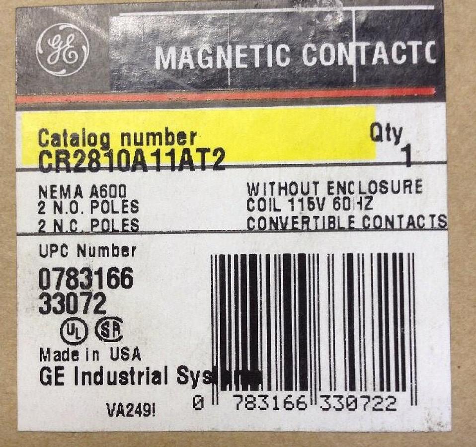 GE,CR2810A11AT2,Machine Tool Relay 115V Coil