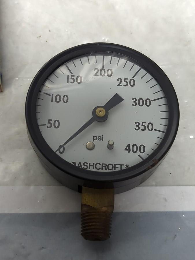 ASHCROFT,N0. 1000,GAUGE 2-1/2 IN FACE 1/4 IN NPT BOTTOM CONNECTION 400 PSI NOS