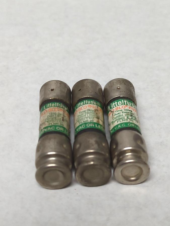 Used LITTELFUSE,FLNR 20,SLO-BLO 20 AMP FUSE LOT OF 3 PRE-OWNED