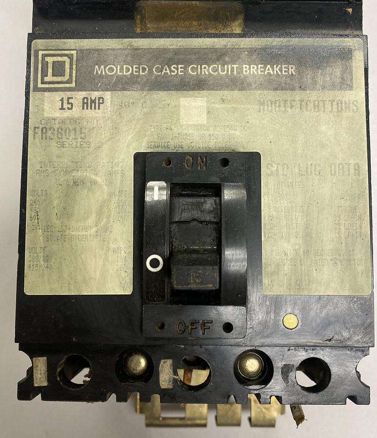 Used Square D,FA36015,I-Line Circuit Breaker 15A 600V 3P