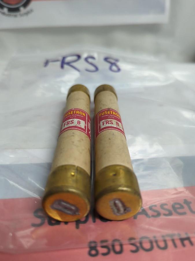 Used COOPER BUSSMANN,FRS-8,FUSETRON 8 AMP FUSE LOT OF 2 PRE-OWNED