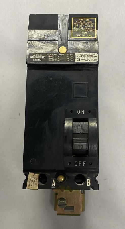 SQUARE D,FA26070AB,I-LINE CIRCUIT BREAKER 70A 600V NOS
