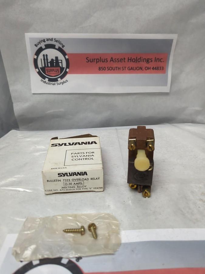 SYLVANIA,A73-46201A,OVERLOAD RELAY 0-30 AMPS NOS