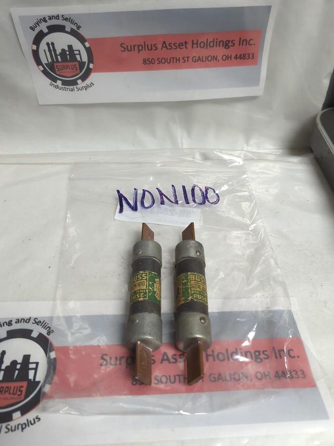 Used COOPER BUSSMANN,NON 100,ONE-TIME 100 AMP FUSE LOT OF 2 PRE-OWNED