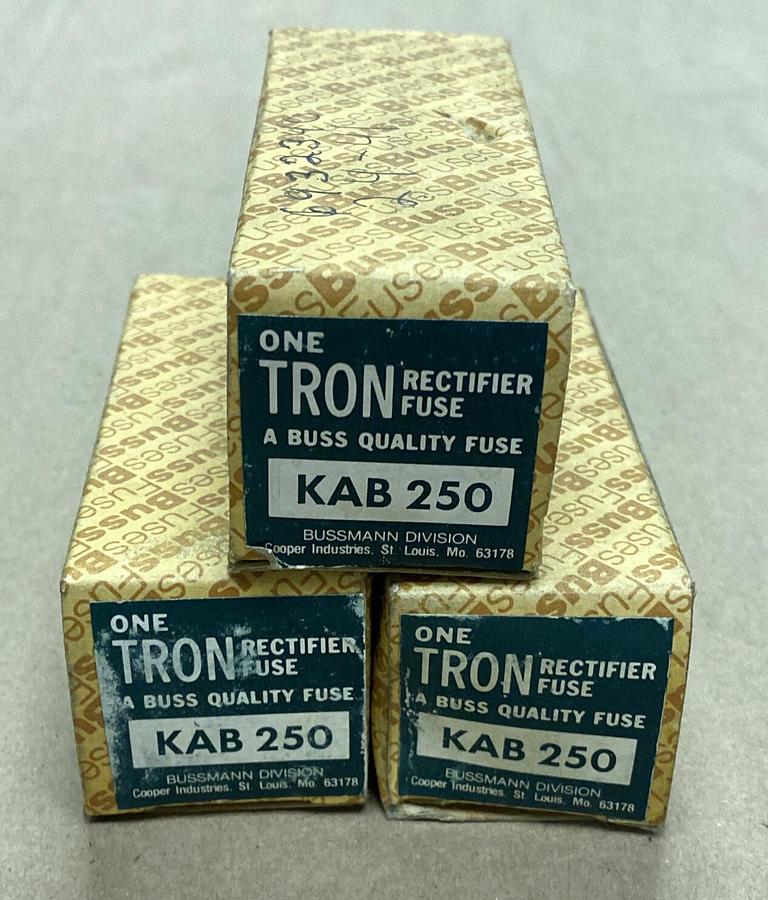 Cooper Bussmann,KAB-250,Rectifier Fuse 250A 250V Lot Of 3 NOS