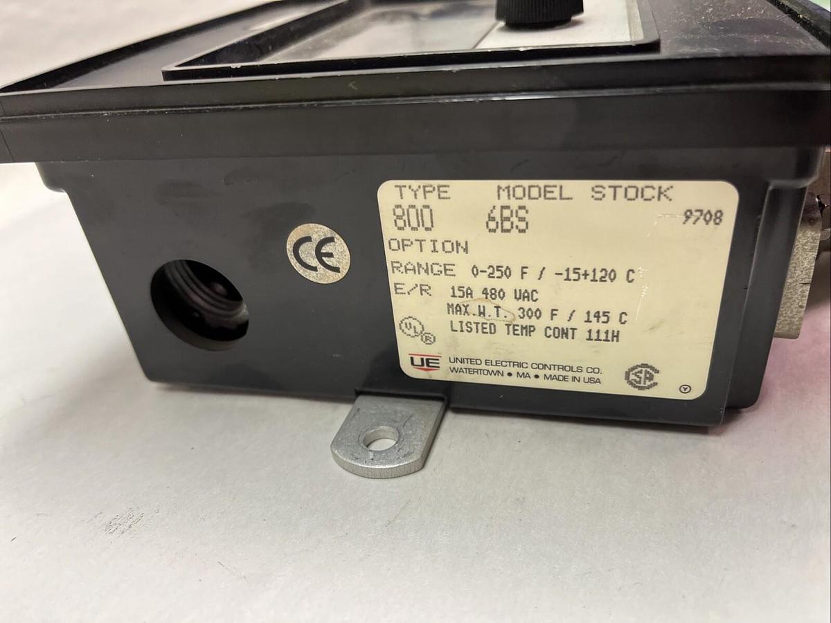 Used UE UNITED ELECTRIC,800-6BS,TEMPERATURE CONTROLLER SWITCH 0-250F 15A 480VAC