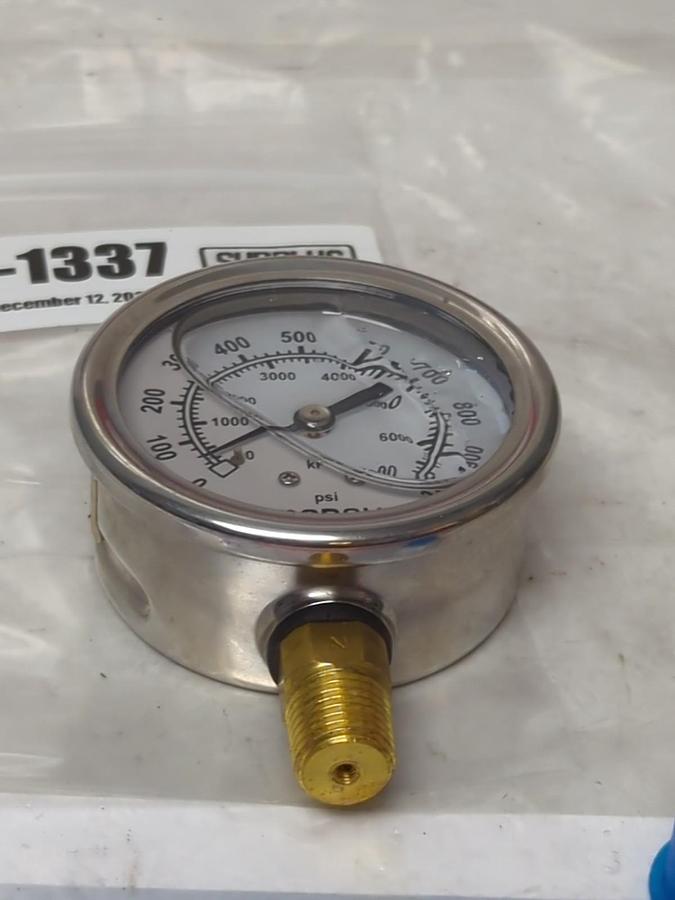 Used MARSH,0-100,GAUGE 2-1/2 IN FACE 1/4 IN NPT BOTTOM CONNECTION PRE-OWNED