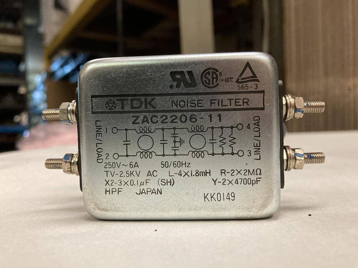 Used TDK,ZAC2206-11,Inline Noise Filter250V~6A 50/60Hz