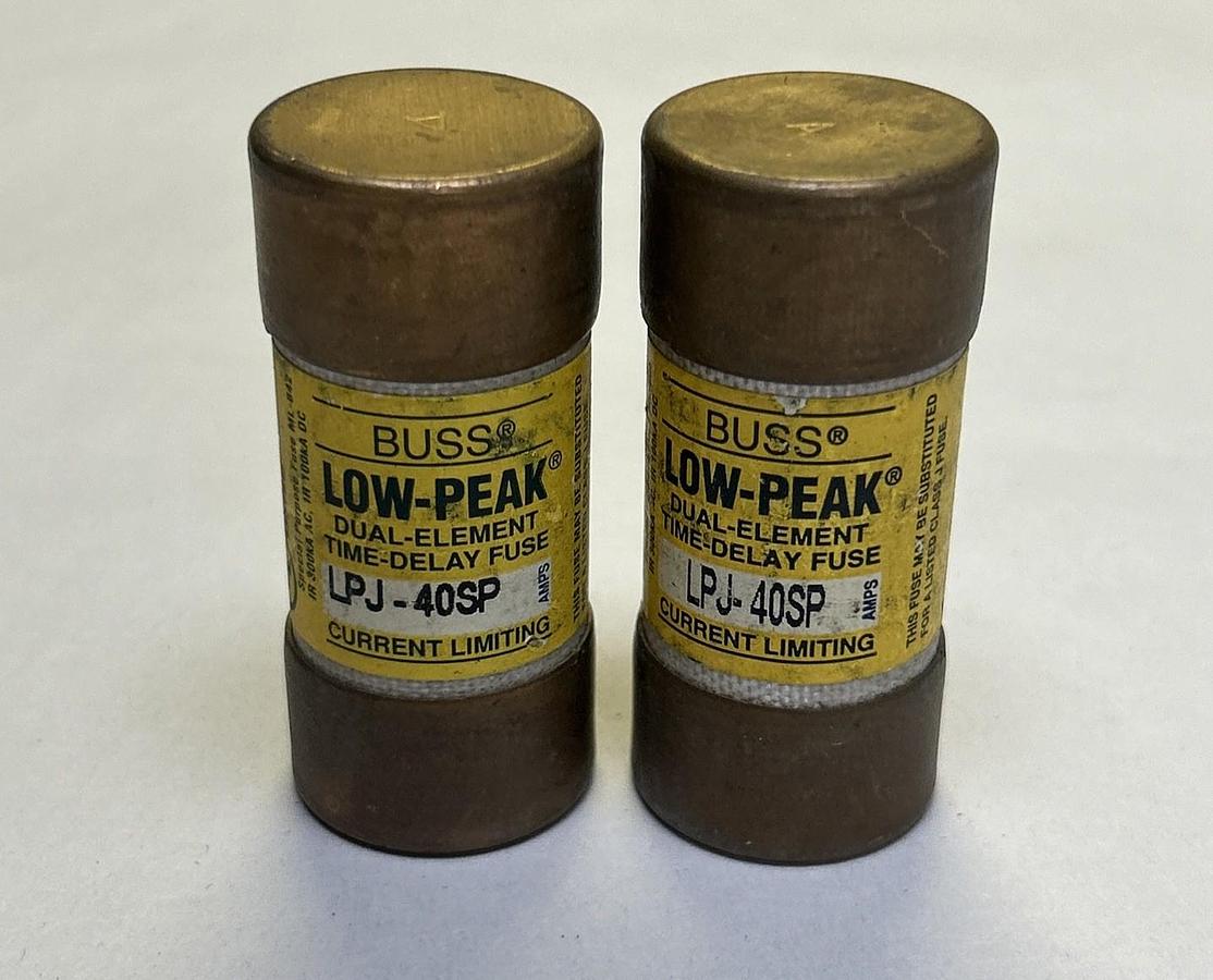 Used BUSSMANN,LPJ-40SP,TIME-DELAY FUSE 40A 600V LOT OF 2