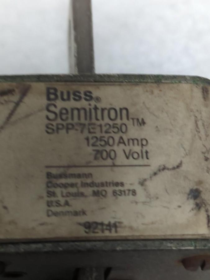 Used COOPER BUSSMANN,SPP-7E1250,FUSE 1250 AMP 700V PTR-OWNED
