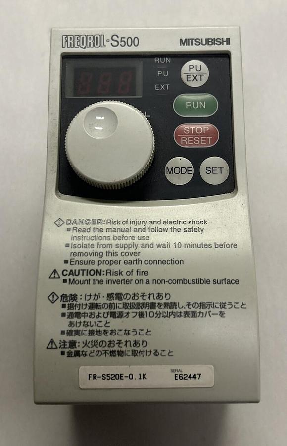 Used MITSUBISHI,FR-S520E-0.1K,INVERTER DRIVE 01.KW