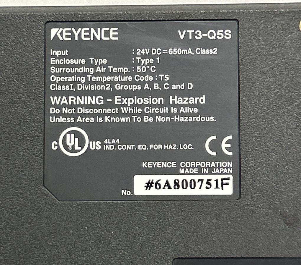 Used KEYENCE,VT3-Q5S,OPERATOR INTERFACE TOUCH PANEL