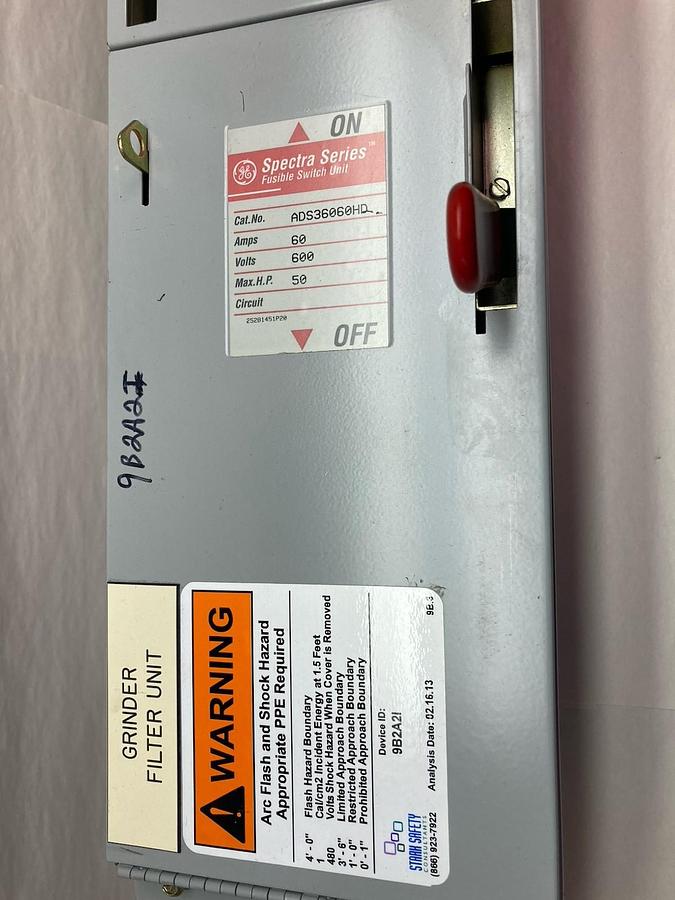 GE,ADS36060HD,3-Pole Fusible Panelboard Switch 60A 600V Spectra Series
