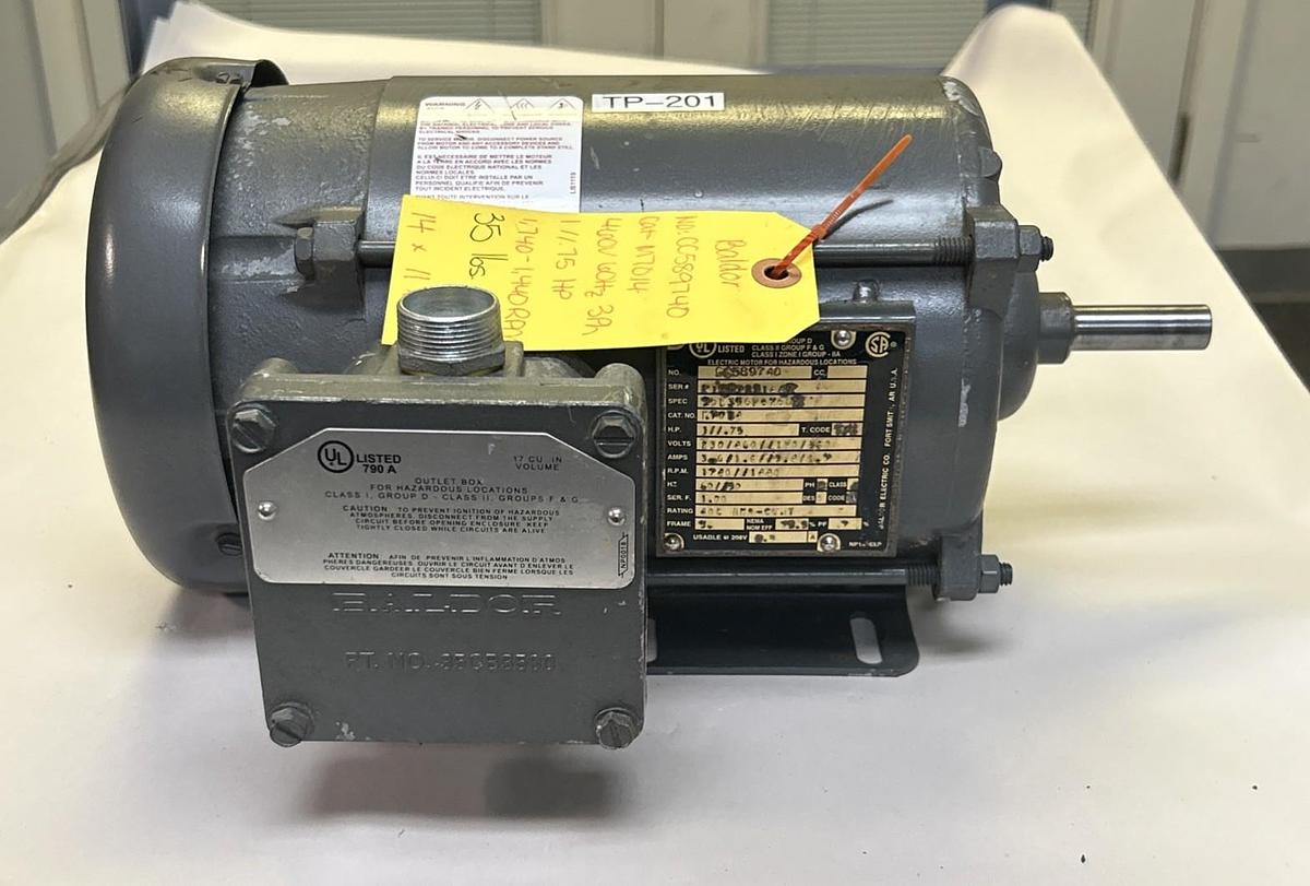 Used BALDOR,M7014,AC MOTOR 1HP 230/460V 1740RPM 3PH 56 FRAME