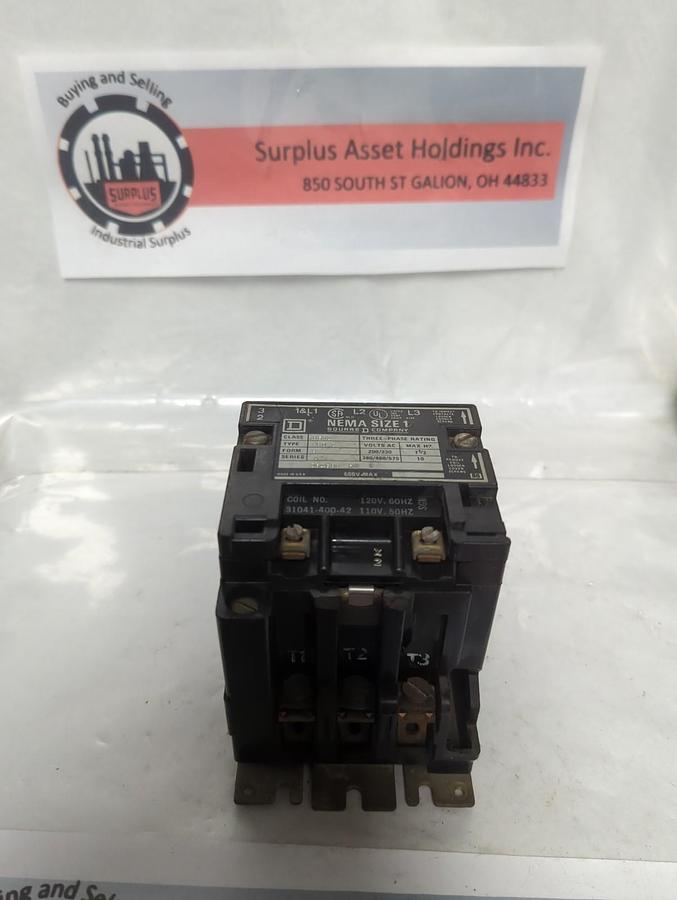 Used SQUARE D,8502 SC0 2,CONTACTOR 3-PHASE SIZE 1 PRE-OWNED