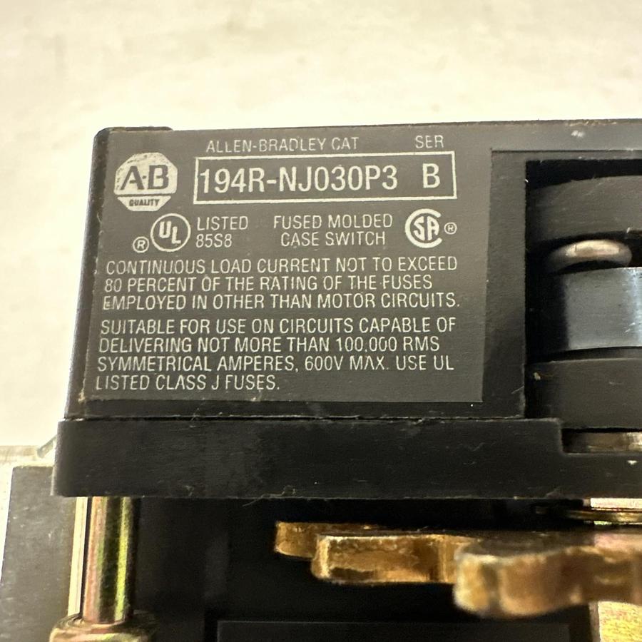 Used Allen-Bradley,194R-NJ030P3,DIsconnect Switch Fusible