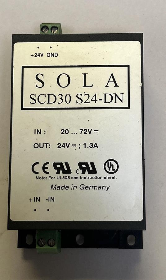 Used SOLA,SCD30S24-DN,DC TO DC CONVERSION MODULE 1.3A 24V