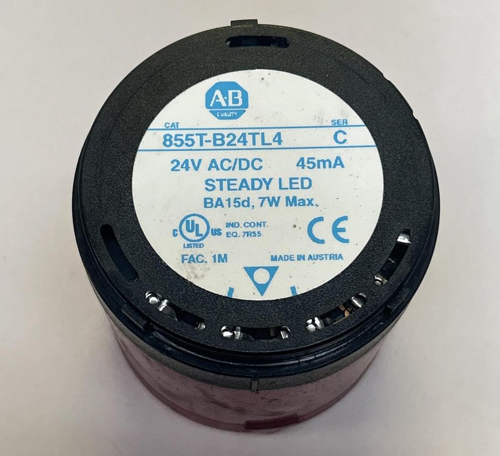 Used ALLEN BRADLEY,855T-B24TL4,RED STEADY LED STACK LIGHT