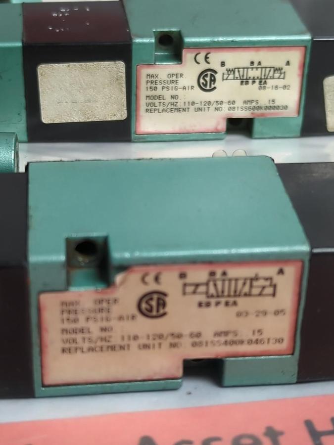 Used NUMATICS,EB PEA,SOLENOID VALVE AMP. 15 LOT OF 4 PRE-OWNED