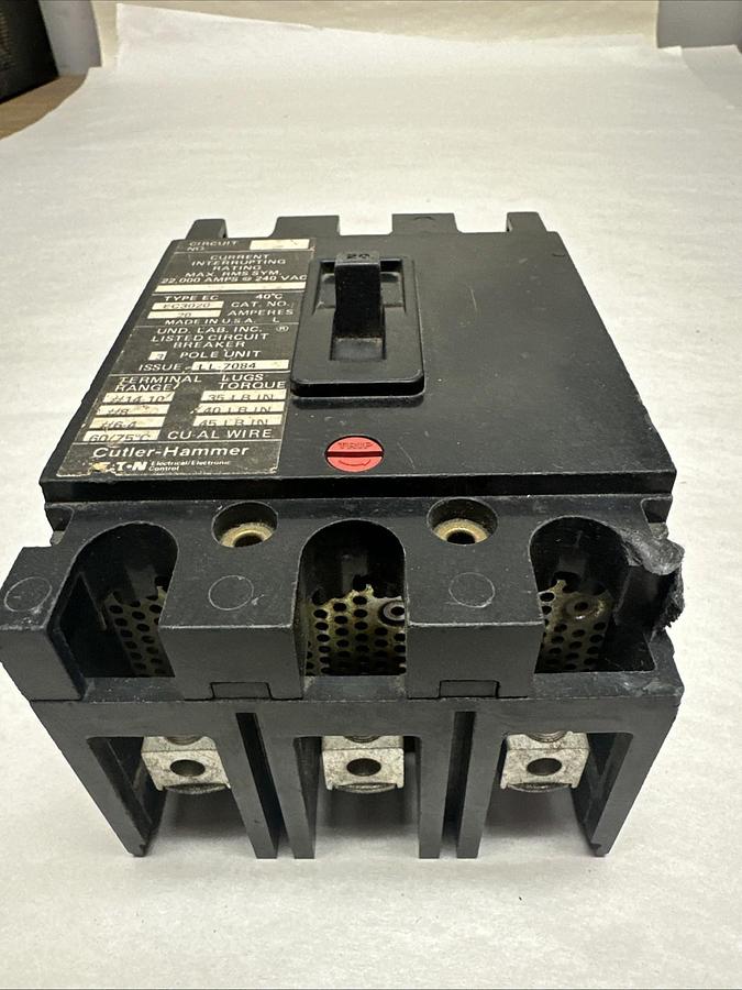 Used Cutler-Hammer,EC3020,20 Amp 3 Pole Circuit Breaker